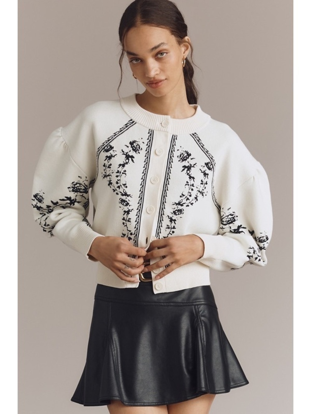 Anthropologie Sculpted Puff-Sleeve Cardigan Sweater NWT Medium